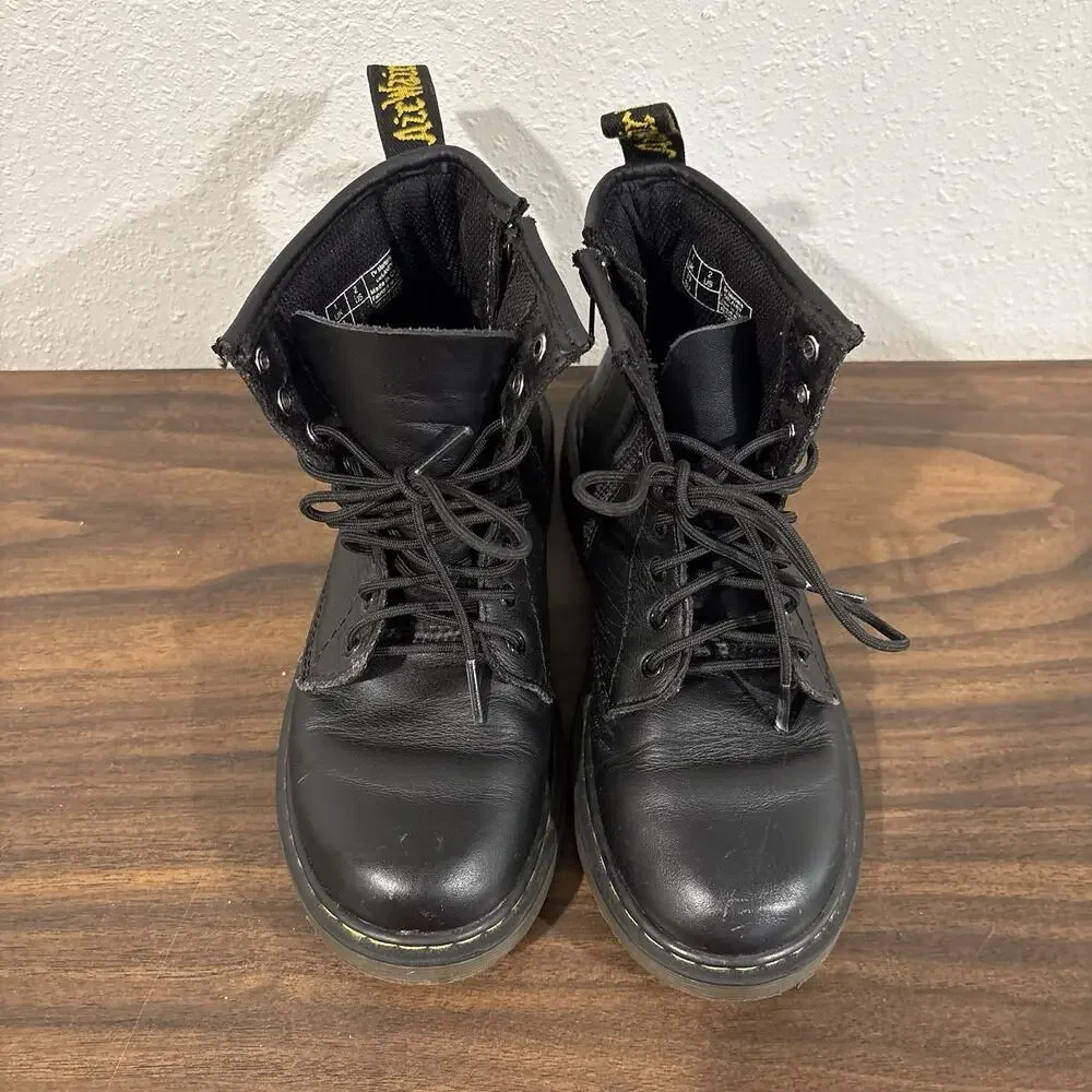 Dr. Martens‎ Delaney Boots Black Leather Zipper US 2 UK 1 Unisex Youth Boy Girl